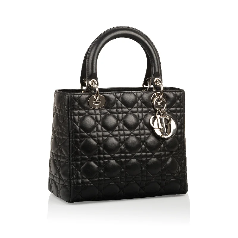 Christian Dior handbags with a snap - button closure and a decorative buckleLady Dior Medium