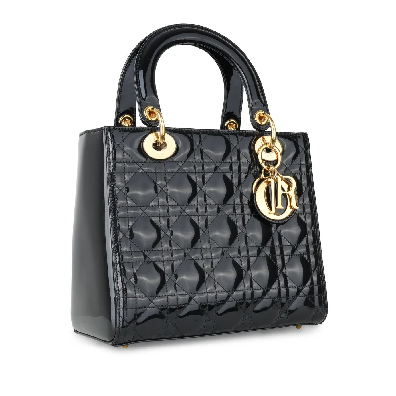 Christian Dior handbags with a detachable mirror for on - the - go touch - upsMedium Lady Dior - Patent