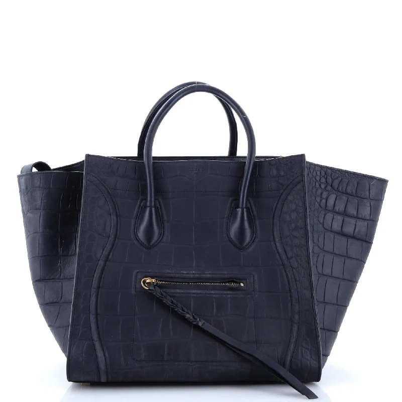 Christian Dior handbags with a removable shoulder strap for versatilityPhantom Bag Crocodile Embossed Leather Medium