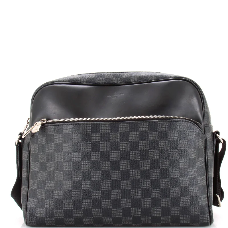 Christian Dior handbags with a snap - button closure and a decorative buckleDayton Reporter Bag Damier Graphite PM