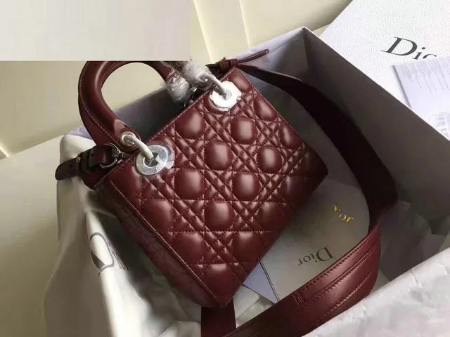 Christian Dior handbags with a removable shoulder strap for versatilityCHRISTIAN DIOR LAMBSKIN LADY DIOR BAG