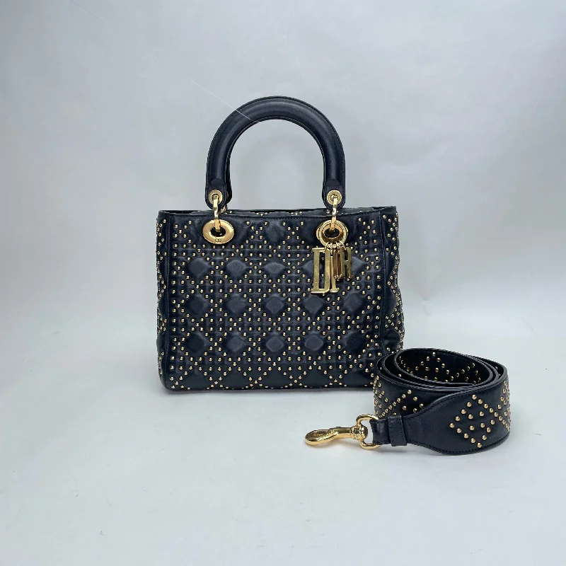 Trendsetting Christian Dior crossbody bags with a colorful strapLady Dior Medium Black Top Handle Bag in Lambskin, Gold hardware