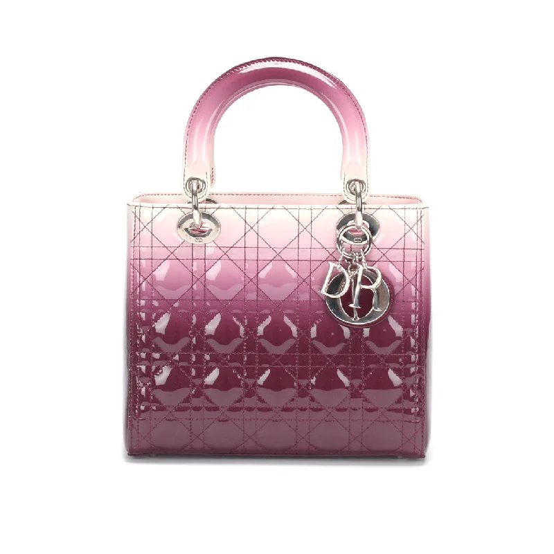 Christian Dior bags with a quilted pattern and gold - toned hardwareLady Dior patent leather handbag