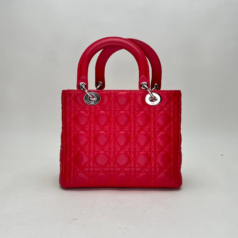 Trendsetting Christian Dior crossbody bags with a colorful strapMedium Lady Dior Medium Red Top Handle Bag in Lambskin, Silver hardware