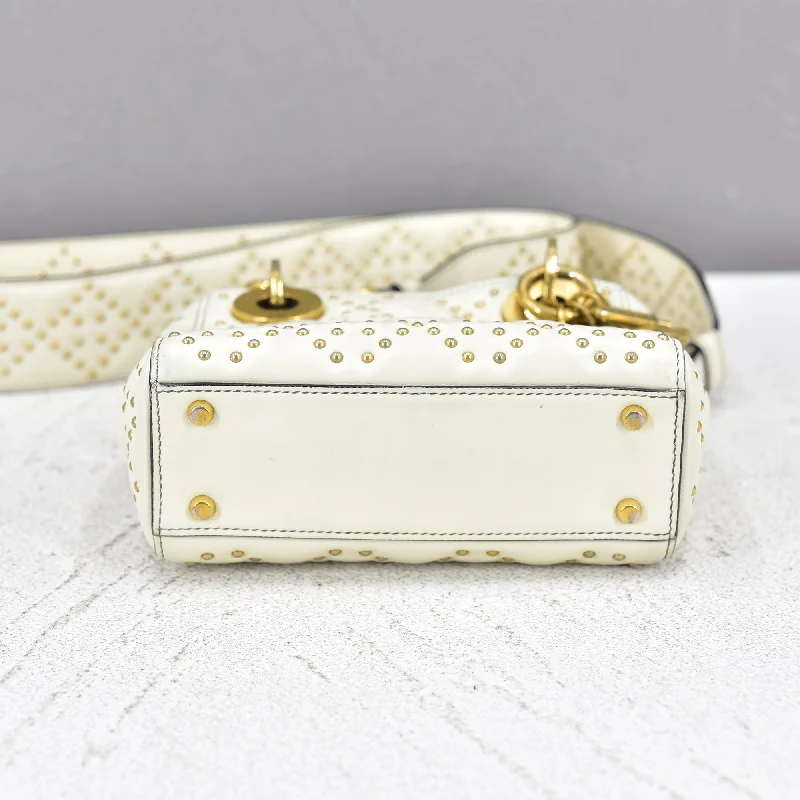 Christian Dior bags with a detachable coin purse insideMini Cannage Leather Studded Lady Dior