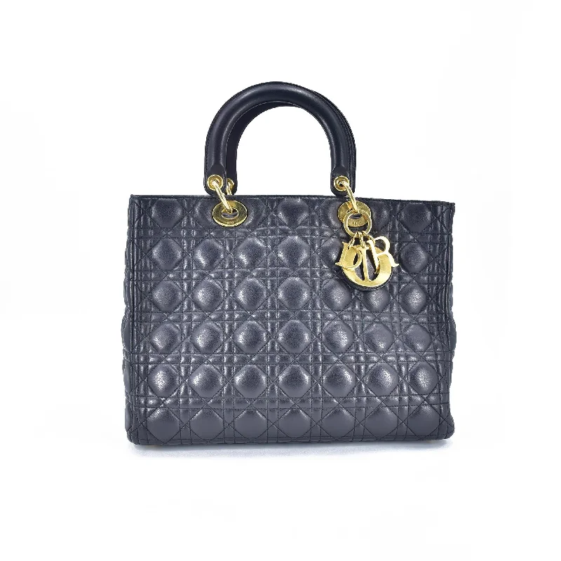 Christian Dior tote bags with a printed Dior logo on the frontLarge Cannage Leather Lady Dior