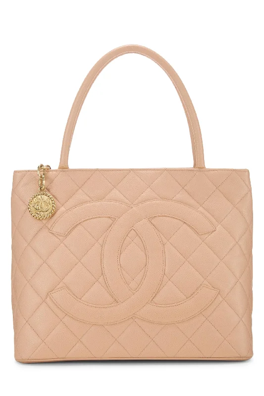 Chanel New Arrival Handbag with Gold HardwareChanel,  Pink Quilted Caviar Medallion Tote, Pink