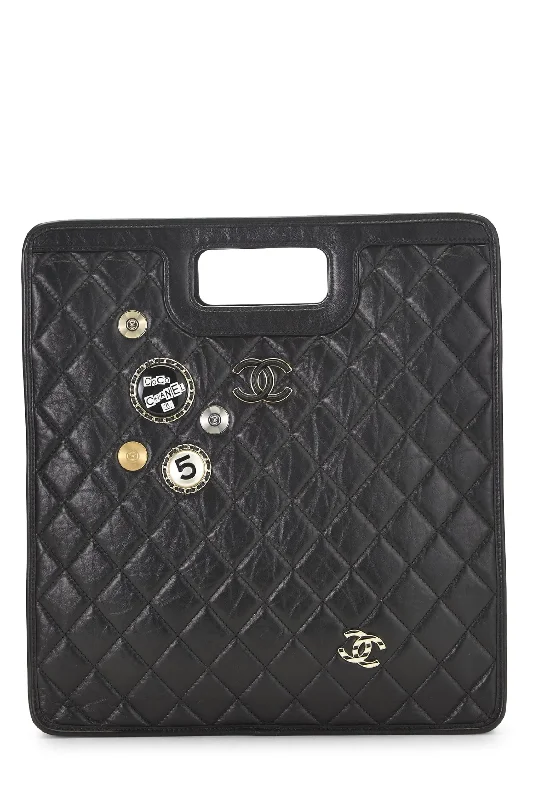 Chanel New Arrival Handbag with Gold HardwareChanel,  Black Calfskin Charms Shopping Bag Large, Black