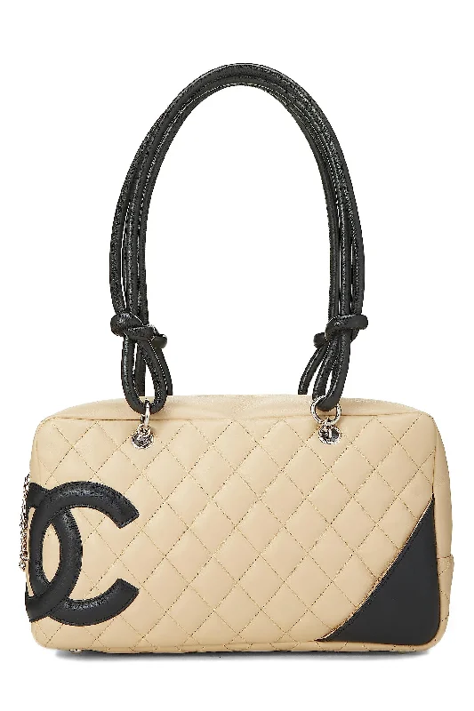 Chanel Quilted Leather Shoulder Bag for FashionistasChanel,  Beige Calfskin Cambon Ligne Bowler, Beige